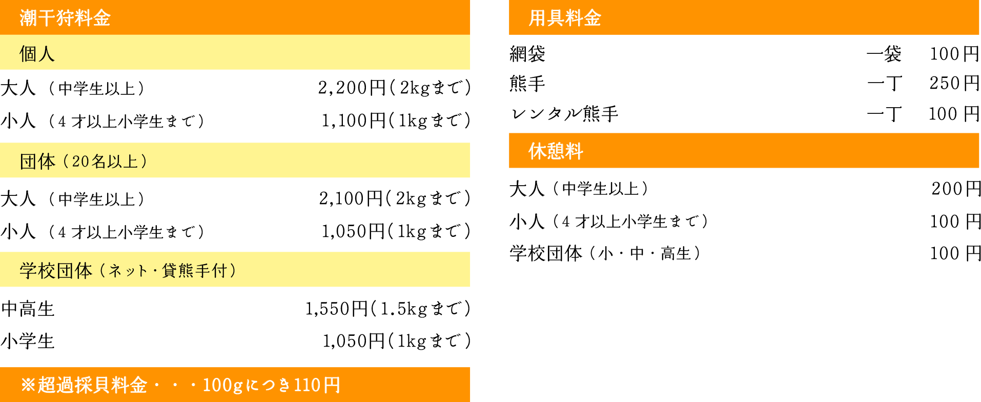 料金表